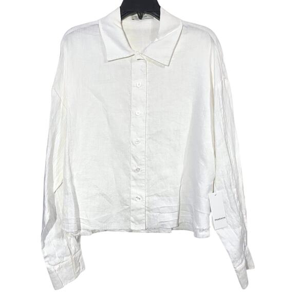 Pharaoh Collection Esme Crop Shirt in French Linen Size 4/XL NWT - Picture 3 of 6